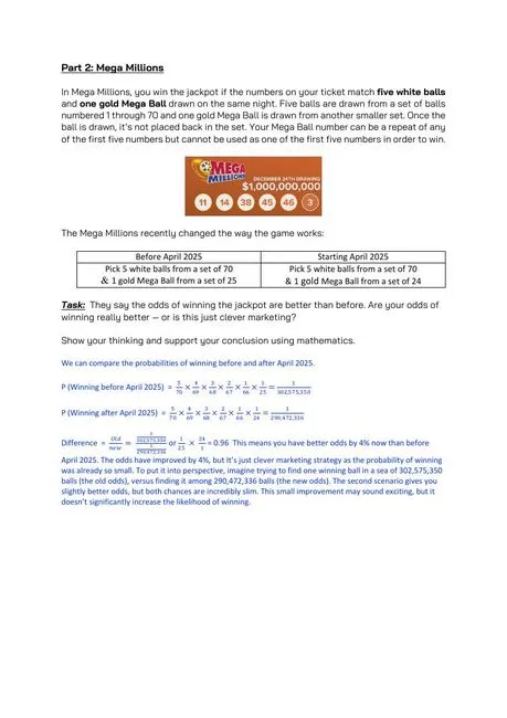 Printable YummyMath activity: Mega Millions